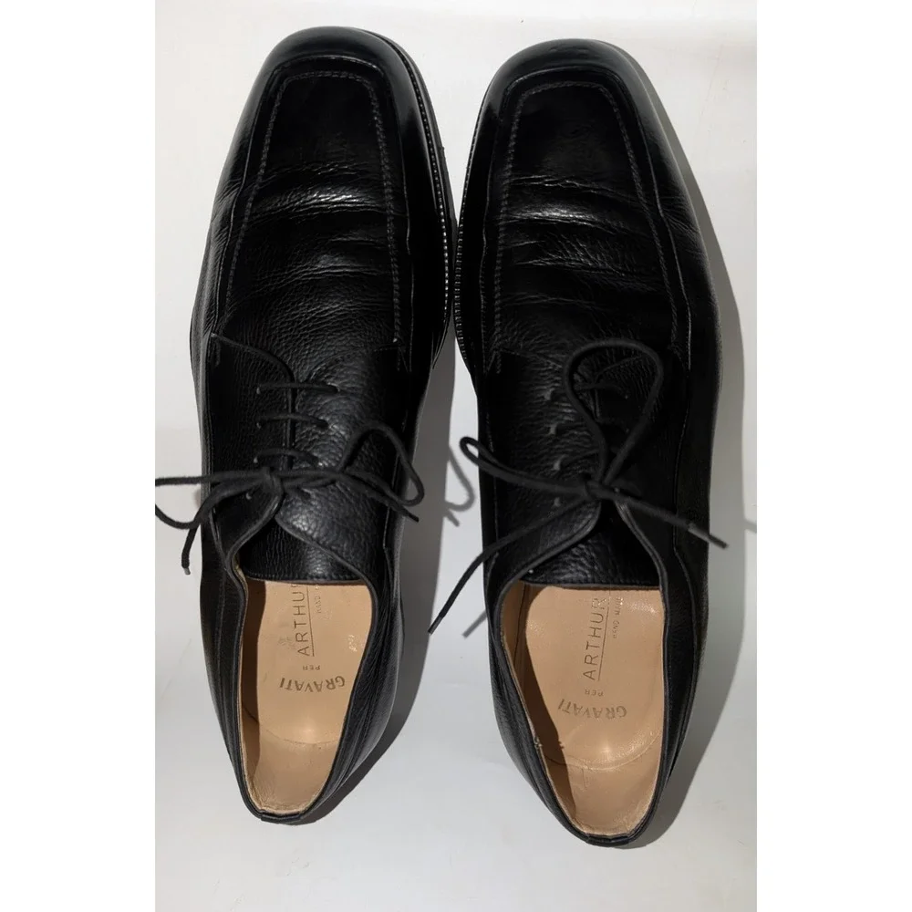 Gravati Arthur Beren Italy 16567 Black Pebbled Leather Apron Blucher Shoes 11 W